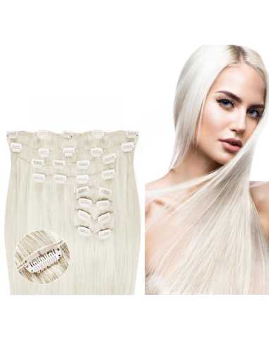 Extensiones de clip de pelo liso natural LUXE Maxi Volumen 180 g 53 cm - rubio polar