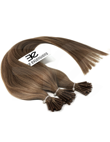 Extensiones de micro ring de pelo liso 73 cm - castaño claro