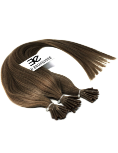 Extensiones de micro ring de pelo liso 50 cm 1 g - castaño avellana