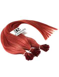 Extensiones de micro ring de pelo liso 50 cm - rojo