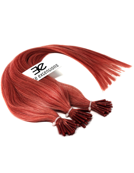 Extensiones de micro ring de pelo liso 50 cm - rojo