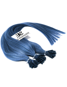 Extensiones de micro ring de pelo liso 50 cm - azul