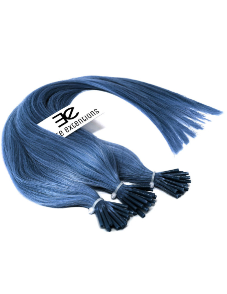 Extensiones de micro ring de pelo liso 50 cm - azul