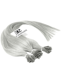 Extensiones de micro ring de pelo liso 50 cm - gris plateado