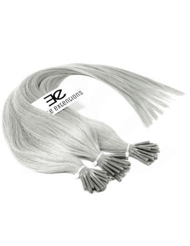 Extensiones de micro ring de pelo liso 50 cm - gris plateado