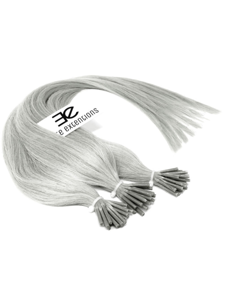 Extensiones de micro ring de pelo liso 50 cm - gris plateado