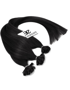 Extensiones de queratina de pelo liso 50 cm - negro