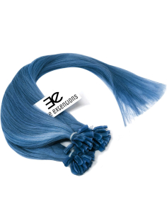 Extensiones de queratina de pelo liso 50 cm - azul