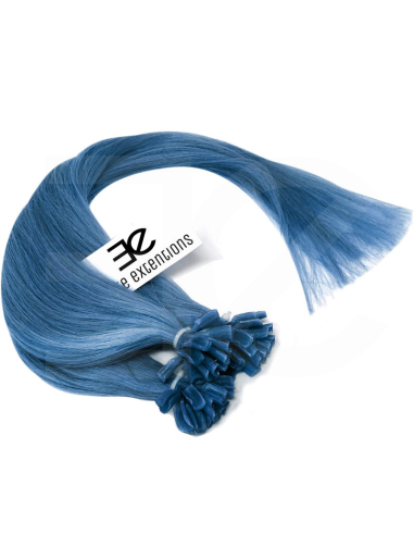 Extensiones de queratina de pelo liso 50 cm - azul