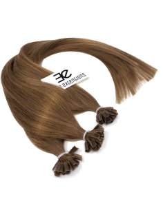 Extensiones de queratina de pelo liso 50 cm 1 g - castaño claro