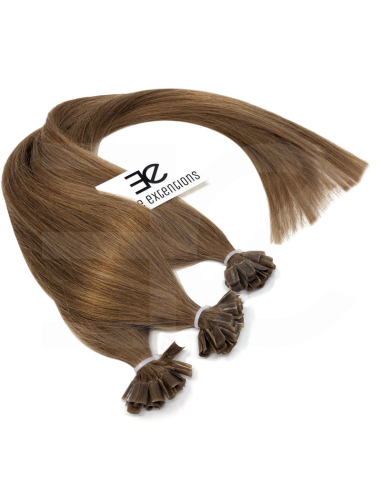 Extensiones de queratina de pelo liso 50 cm 1 g - castaño claro