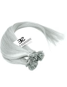 Extensiones de queratina de pelo liso 63 cm 1 g - gris plateado