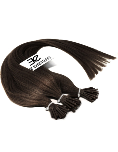Extensiones de micro ring de pelo liso 63 cm - castaño oscuro
