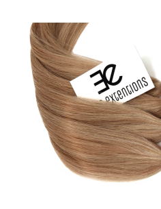 Extensiones de micro ring de pelo liso - rubio dorado con reflejos rubio claro
