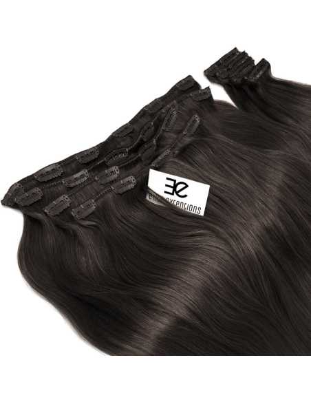 Extensiones de clip de pelo liso natural LUXE Maxi Volumen 180 g 53 cm - moreno natural
