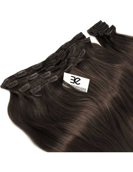 Extensiones de clip de pelo liso natural LUXE Maxi Volumen 180 g 53 cm - castaño oscuro