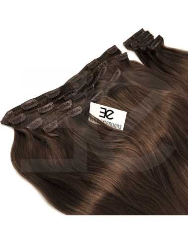 Extensiones de clip de pelo liso natural LUXE Maxi Volumen 180 g 53 cm - chocolate