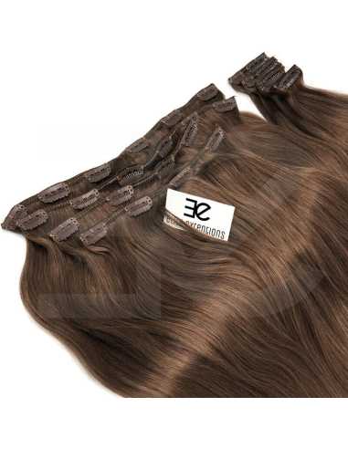 Extensiones de clip de pelo liso natural LUXE Maxi Volumen 180 g 53 cm - castaño avellana