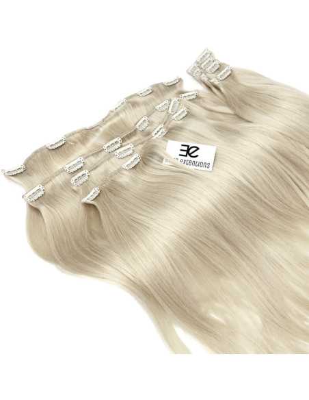 Extensiones de clip de pelo liso natural LUXE Maxi Volumen 180 g 53 cm - rubio polar