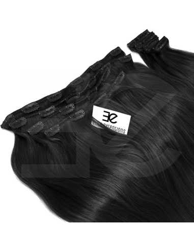 Extensiones de clip de pelo liso natural Maxi Volumen 180 g 63 cm - negro