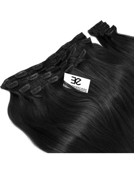 Extensiones de clip de pelo liso natural Maxi Volumen 180 g 63 cm - negro