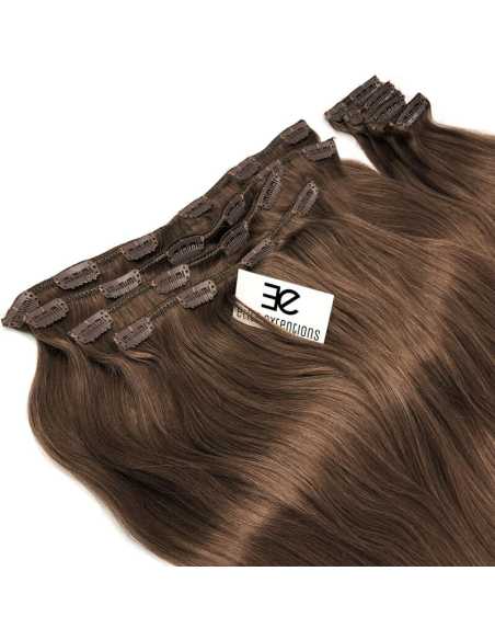 Extensiones de clip de pelo liso natural Maxi Volumen 180 g 63 cm - castaño avellana 