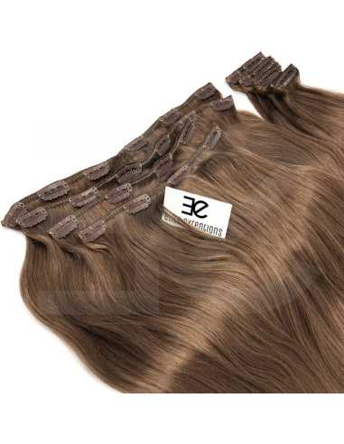 Extensiones de clip de pelo liso natural Maxi Volumen 180 g 63 cm  - castaño claro