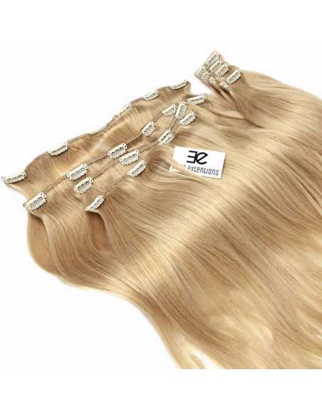Extensiones de clip de pelo liso natural Maxi Volumen 180 g 63 cm - rubio