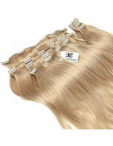 Extensiones de clip de pelo liso natural Maxi Volumen 180 g 63 cm  - rubio ceniza