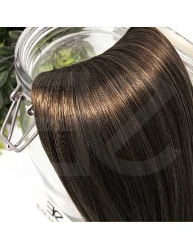 Extensiones de clip de pelo liso natural Maxi Volumen 180 g 63 cm  - castaño