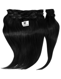 Extensiones de clip de pelo liso natural LUXE Maxi Volumen 180 g 53 cm - negro