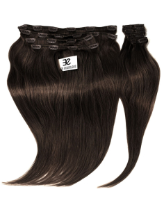 Extensiones de clip de pelo liso natural LUXE Maxi Volumen 180 g 53 cm - castaño oscuro