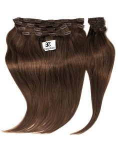 Extensiones de clip de pelo liso natural LUXE Maxi Volumen 180 g 53 cm - castaño