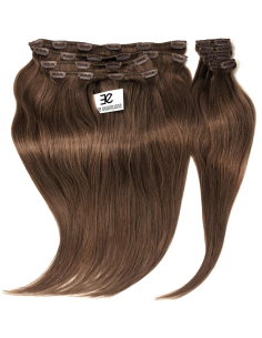 Extensiones de clip de pelo liso natural LUXE Maxi Volumen 180 g 53 cm - castaño avellana