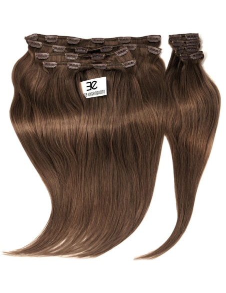 Extensiones de clip de pelo liso natural LUXE Maxi Volumen 180 g 53 cm - castaño avellana