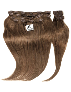 Extensiones de clip de pelo liso natural LUXE Maxi Volumen 180 g 53 cm - castaño claro