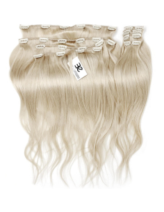 Extensiones de clip de pelo liso natural LUXE Maxi Volumen 180 g 53 cm - rubio polar