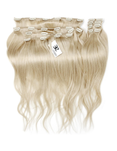 Extensiones de clip de pelo liso natural Maxi Volumen 180 g 63 cm  - rubio platino