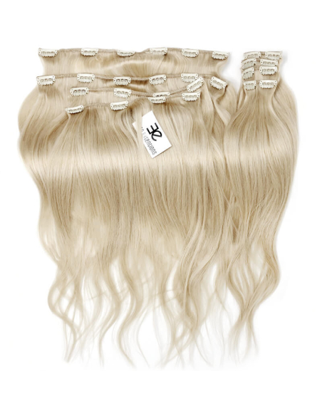 Extensiones de clip de pelo liso natural Maxi Volumen 180 g 63 cm  - rubio platino