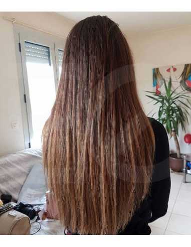 Extensiones de micro loop de pelo liso 48 cm 1 g - castaño claro