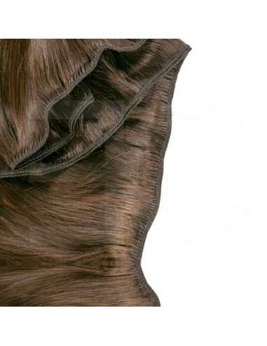 Extensiones de cortina de pelo natural liso 50 cm - castaño