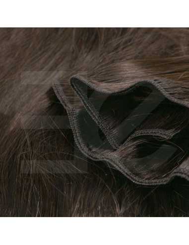 Extensiones de cortina de pelo natural liso 63 cm - castaño oscuro