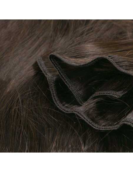 Extensiones de cortina de pelo natural liso 63 cm - castaño oscuro
