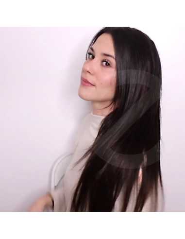 Extensiones de cortina de pelo natural liso 63 cm - castaño oscuro