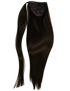 Extensiones de coleta de pelo natural 50 cm - castaño oscuro