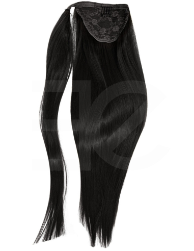 Extensiones de coleta de pelo natural 50 cm - negro