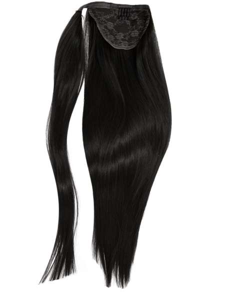 Extensiones de coleta de pelo natural 50 cm - negro
