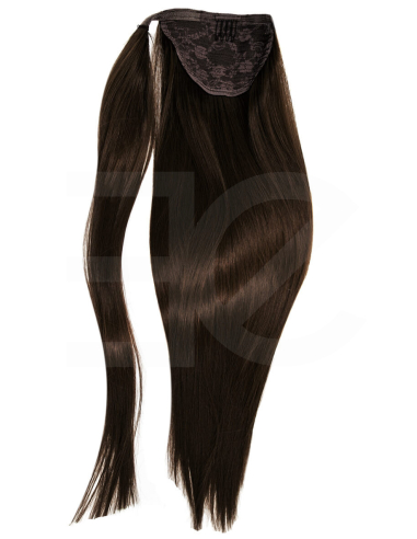 Extensiones de coleta de pelo natural 50 cm - chocolate