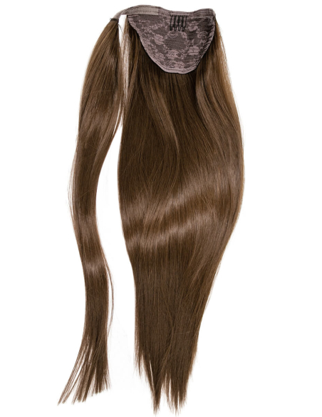 Extensiones de coleta de pelo natural 50 cm - castaño claro