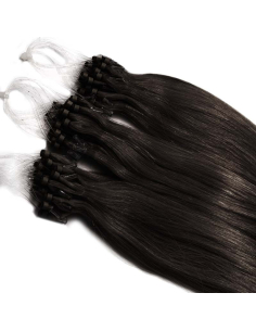 Extensiones de micro loop de pelo liso 61 cm - moreno natural